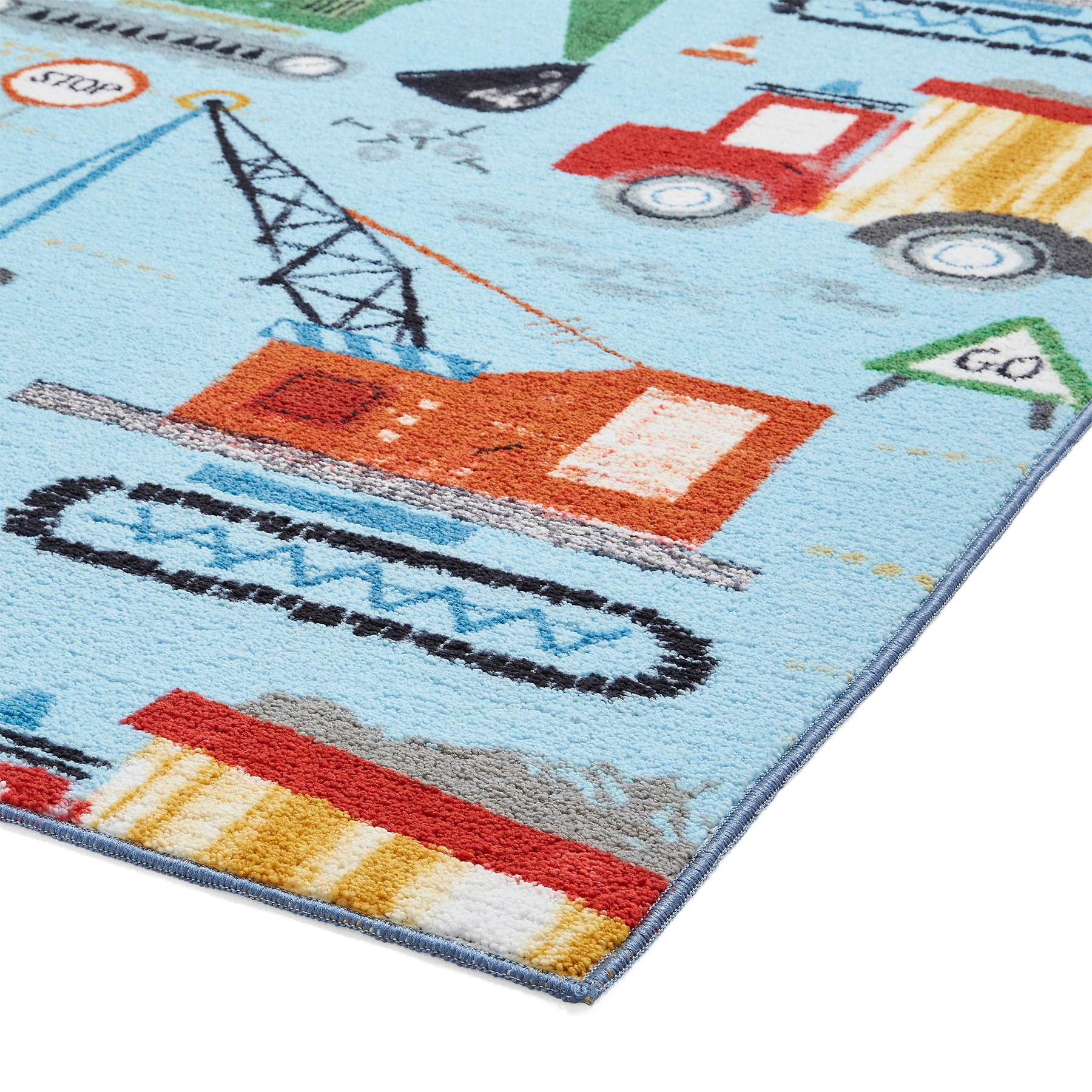 Kids Construction Washable Rug 080 x 150 Blue from Roseland Furniture