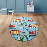 Kids Construction Washable Rug 080 x 150 Blue from Roseland Furniture
