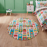 Kids Curious Caterpillar Washable Rug 133 Circle Blue from Roseland Furniture
