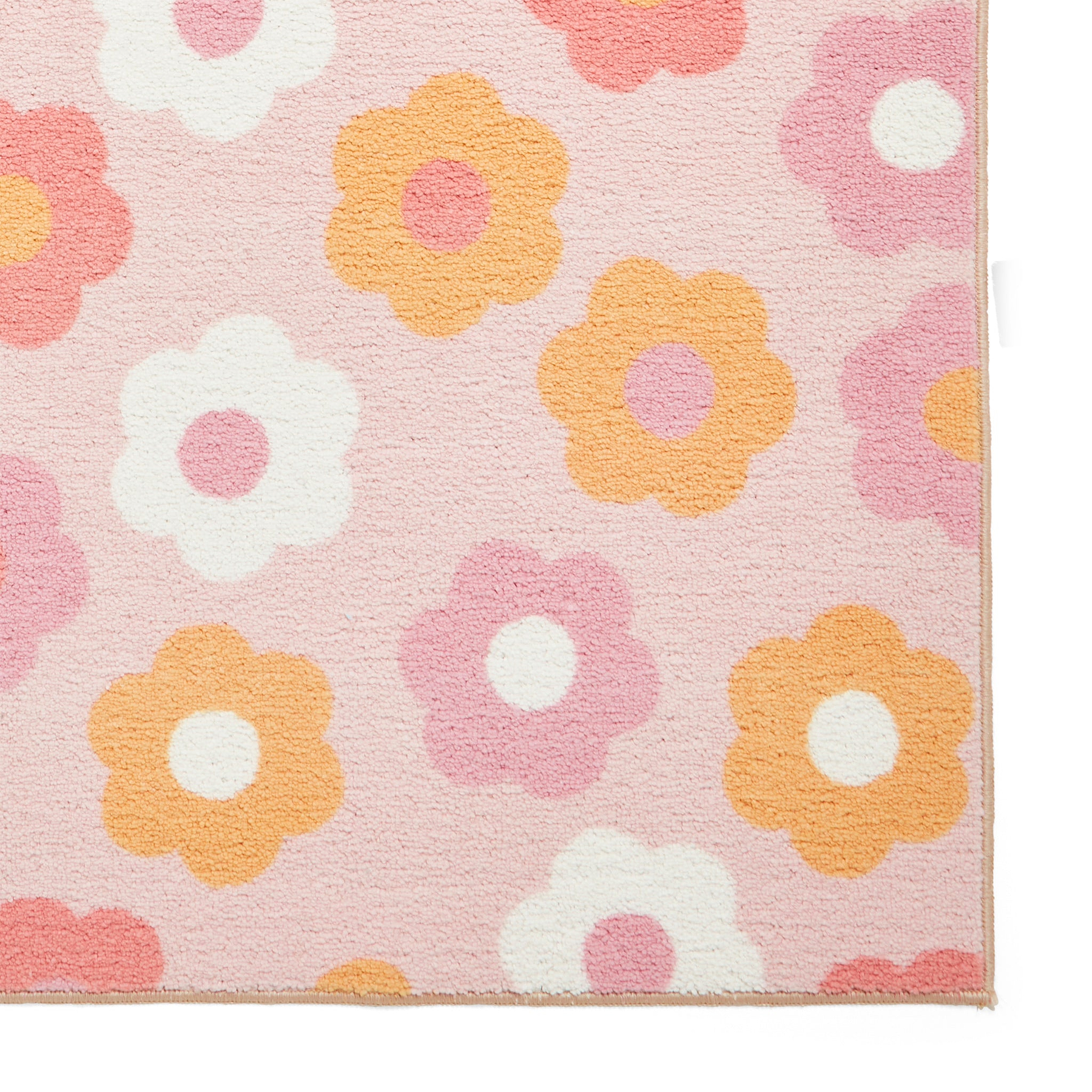 Kids Daisy Retro Washable Rug 080 x 150 Pink from Roseland Furniture