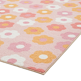 Kids Daisy Retro Washable Rug 080 x 150 Pink from Roseland Furniture