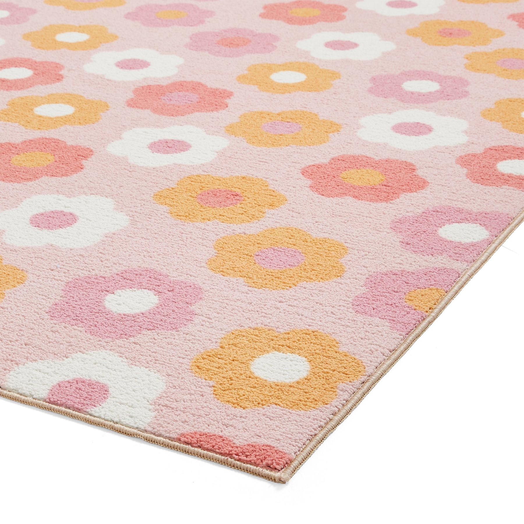 Kids Daisy Retro Washable Rug 080 x 150 Pink from Roseland Furniture