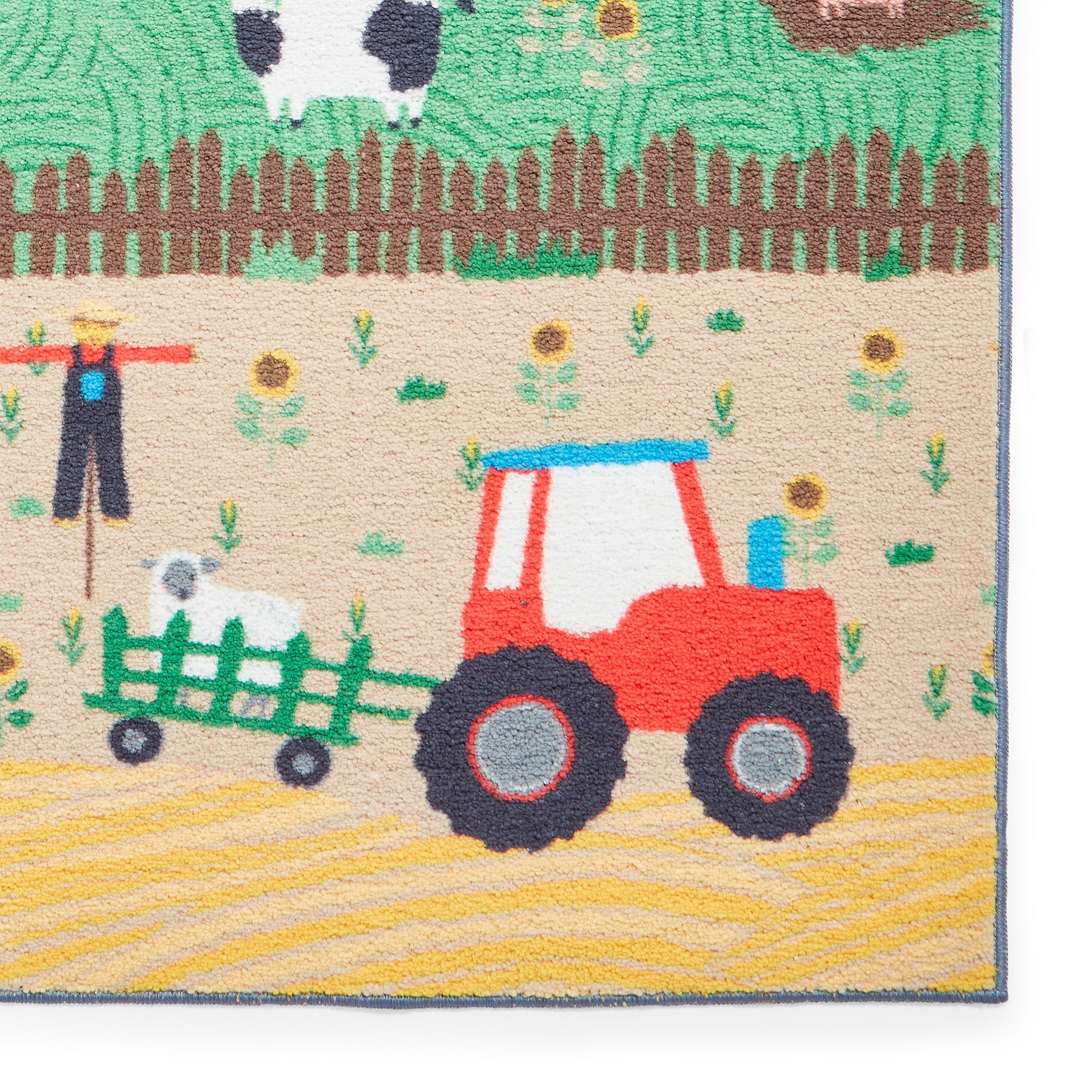 Kids Farmyard Animals Washable Rug 080 x 150 Green from Roseland Furniture