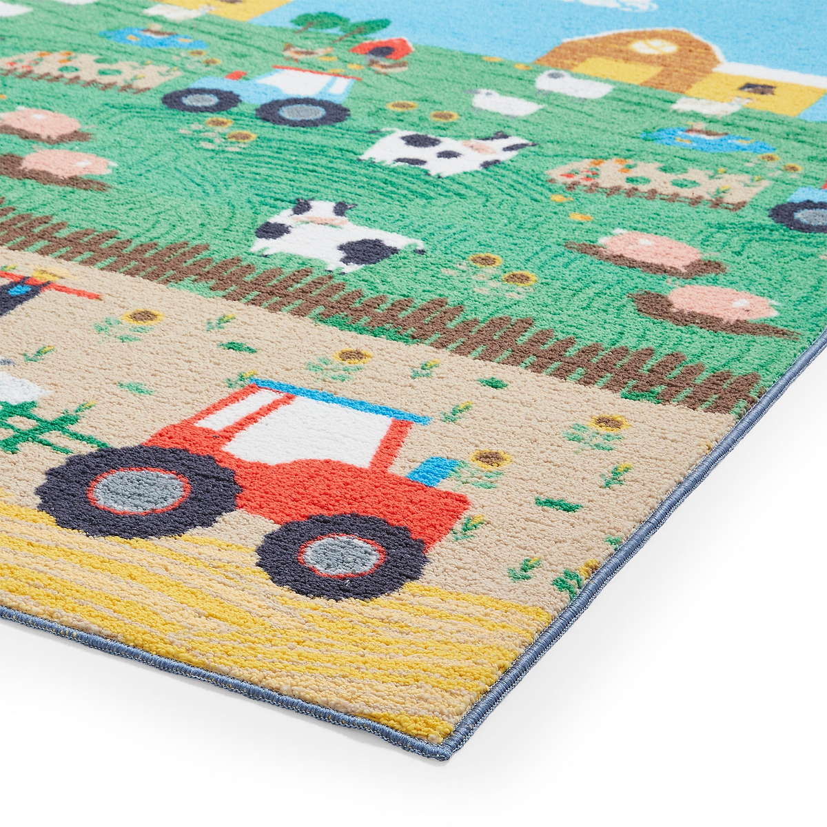 Kids Farmyard Animals Washable Rug 080 x 150 Green from Roseland Furniture