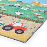 Kids Farmyard Animals Washable Rug 080 x 150 Green from Roseland Furniture