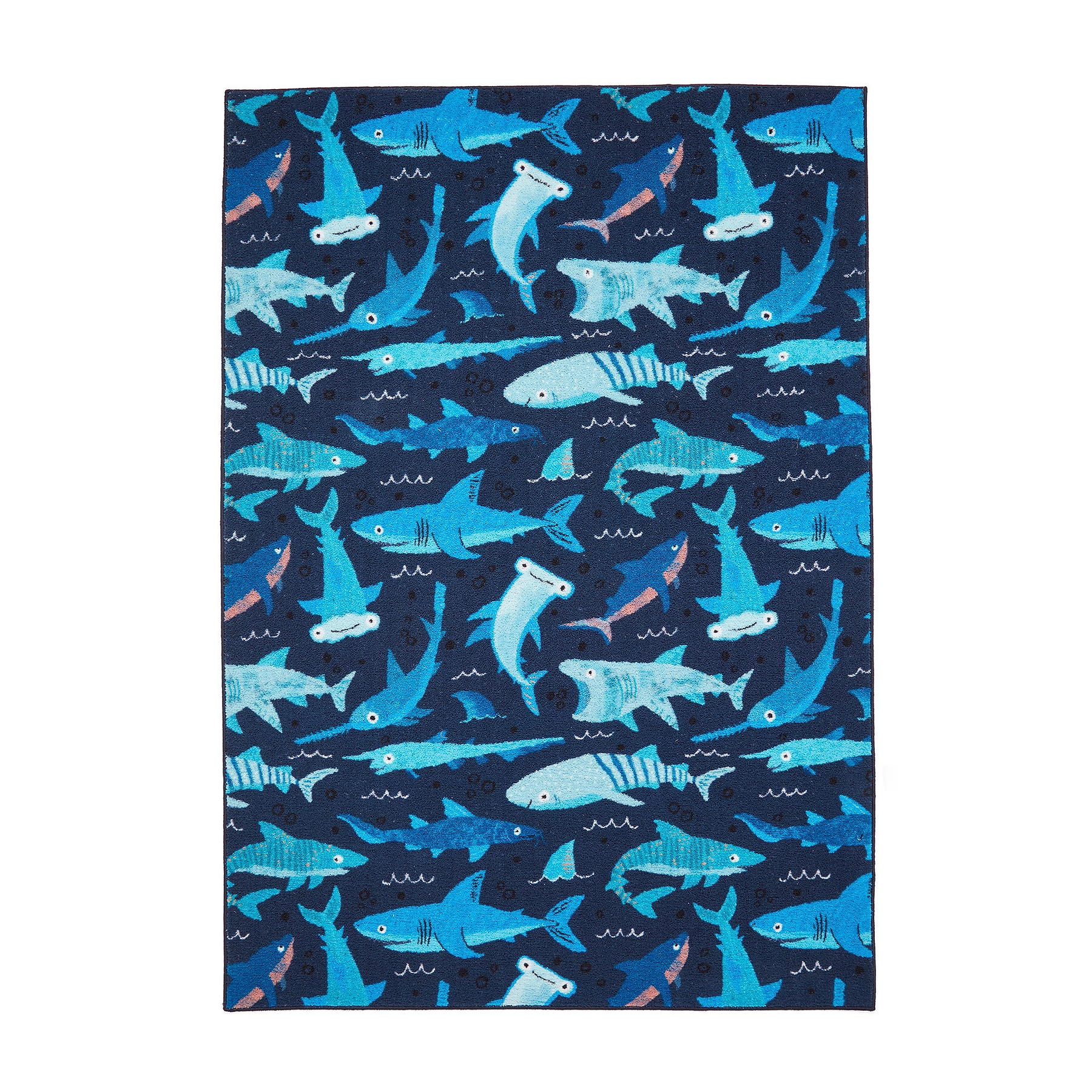 Kids Jawsome Sharks Washable Rug 080 x 150 Blue from Roseland Furniture