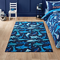Kids Jawsome Sharks Washable Rug 080 x 150 Blue from Roseland Furniture
