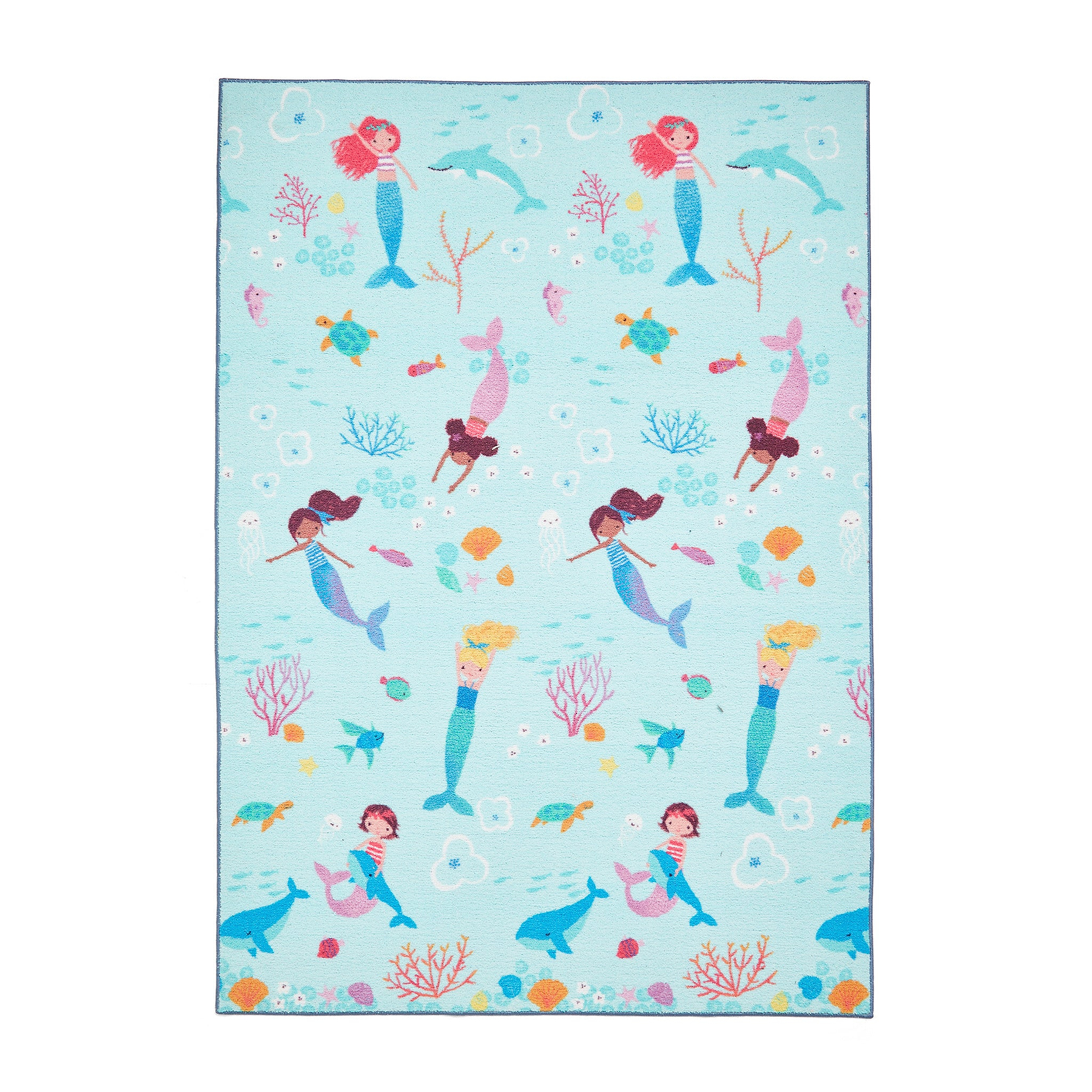 Kids Mermaid Washable Rug 080 x 150 Blue from Roseland Furniture