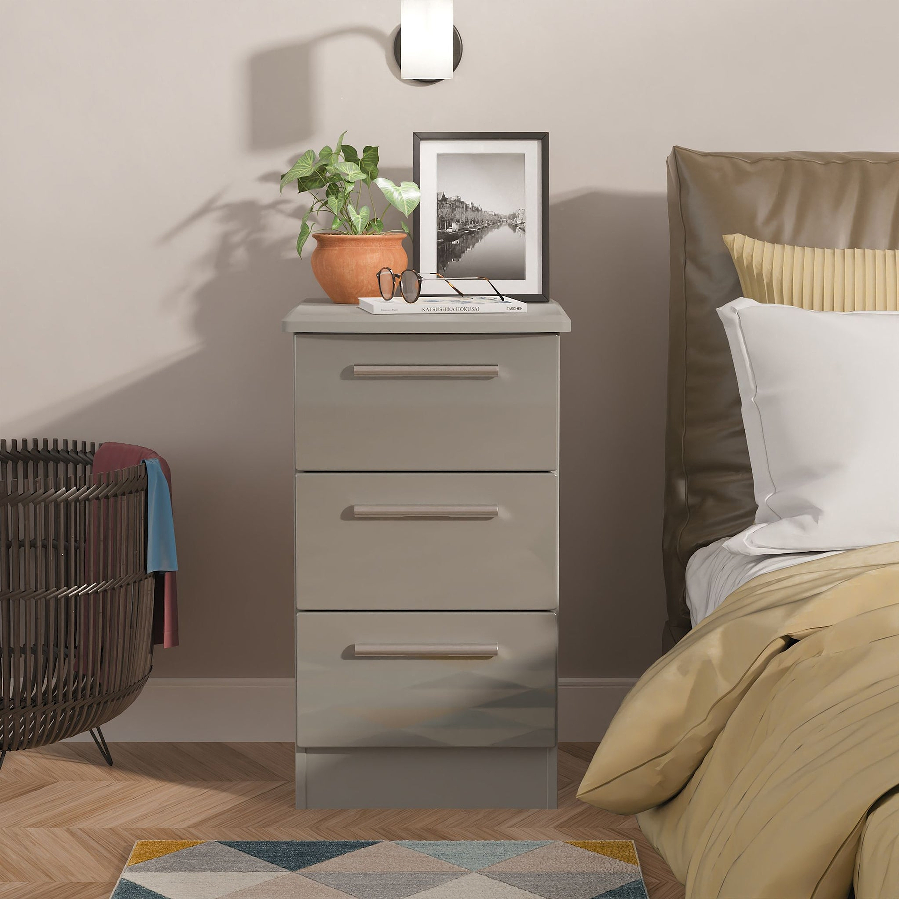 Penmere 3 Drawer Bedside Grey from Roseland Furniture