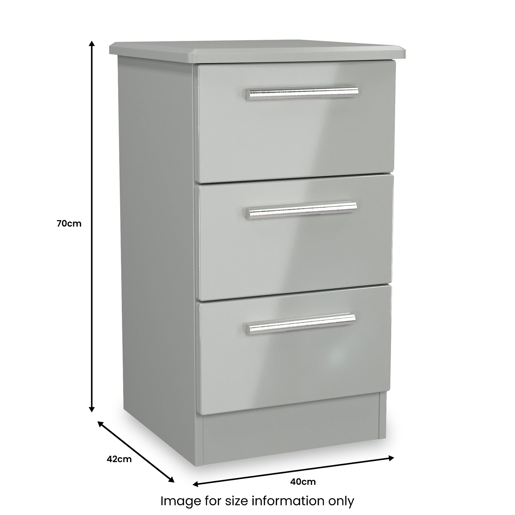 Penmere 3 Drawer Bedside Grey from Roseland Furniture