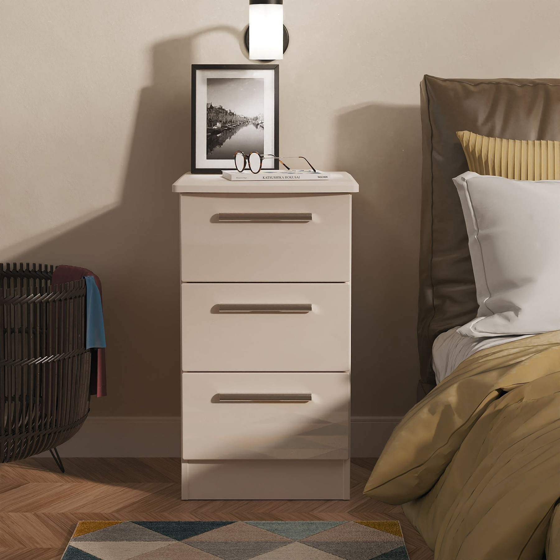 Penmere 3 Drawer Bedside Cashmere from Roseland Furniture