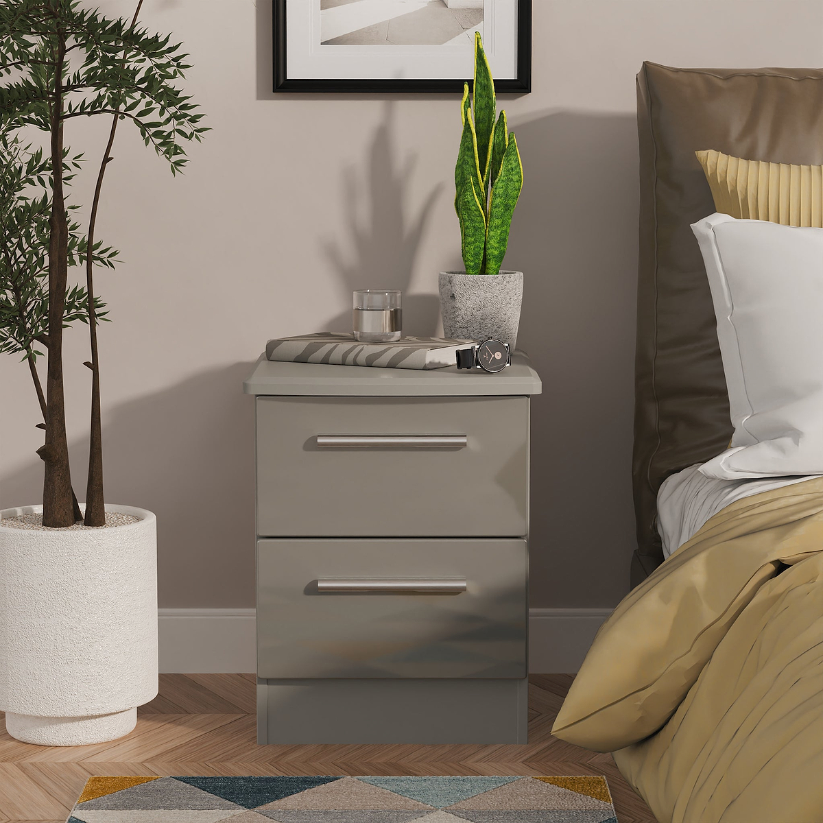 Penmere 2 Drawer Bedside Grey from Roseland Furniture