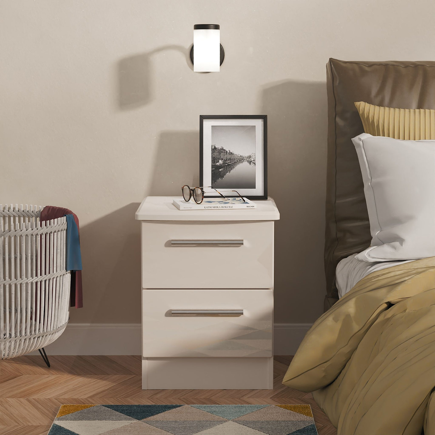 Penmere 2 Drawer Bedside Cashmere from Roseland Furniture