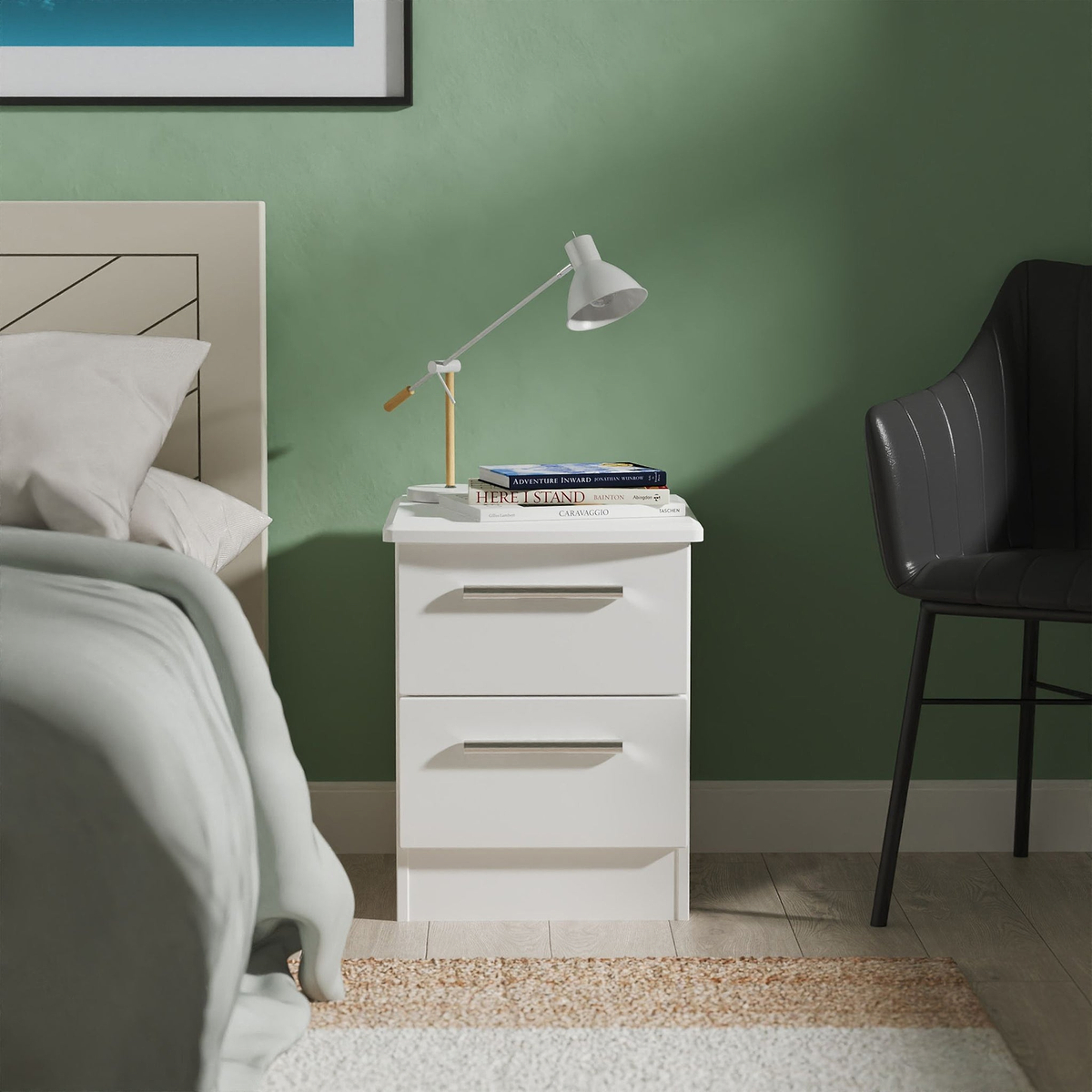 Penmere 2 Drawer Bedside White from Roseland Furniture