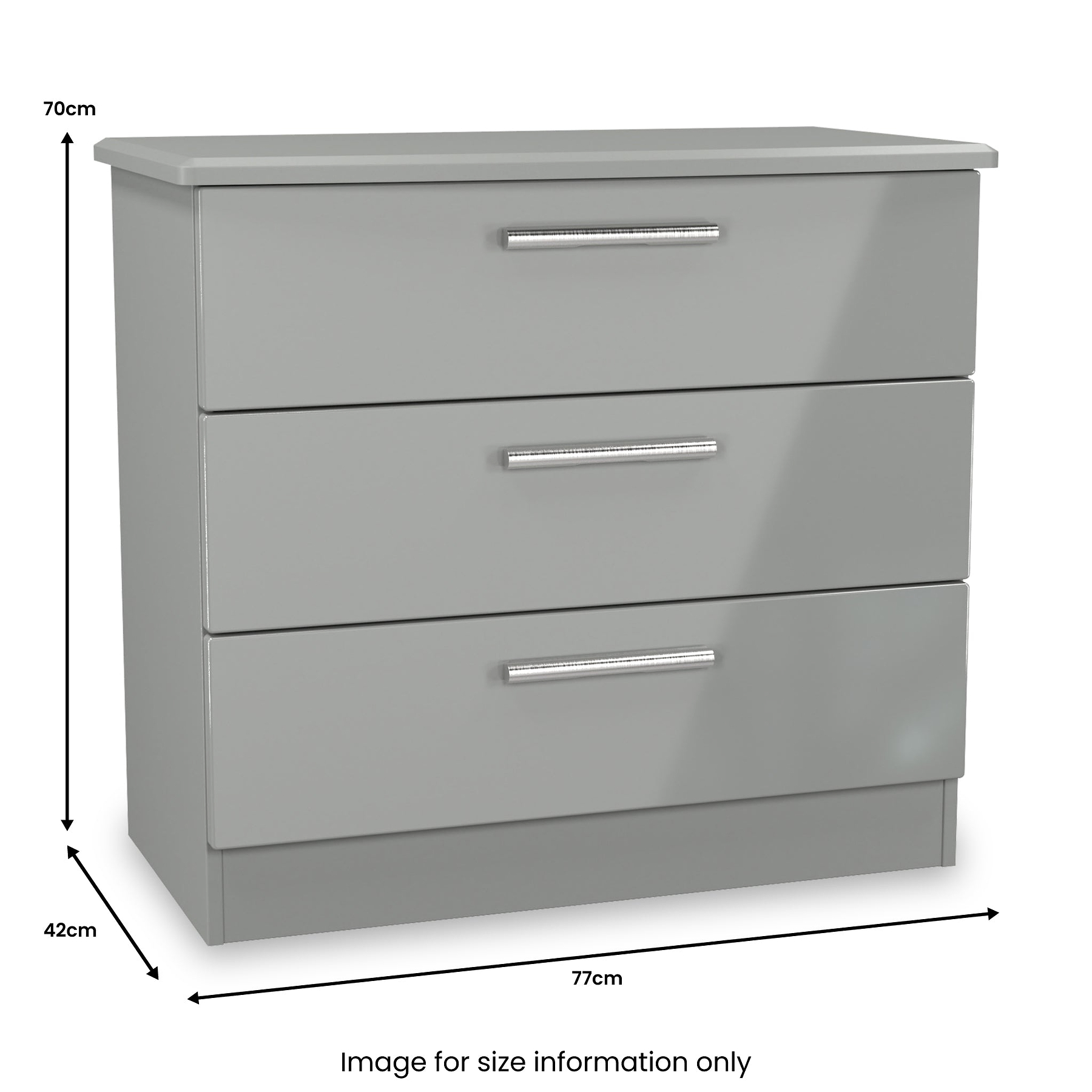 Penmere 3 Drawer Chest Grey from Roseland Furniture