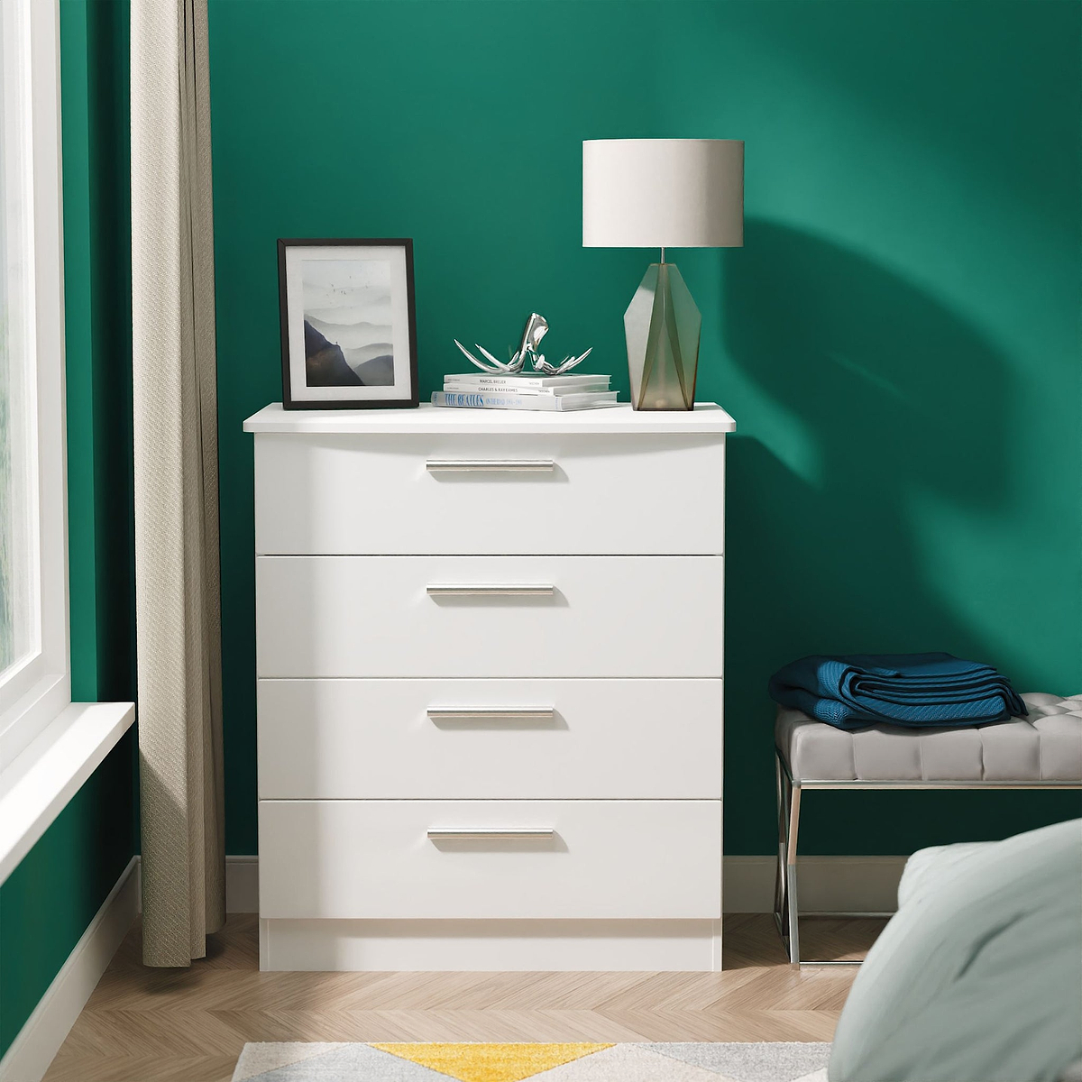 Penmere 4 Drawer Chest White from Roseland Furniture