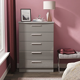 Penmere 5 Drawer Chest Grey from Roseland Furniture