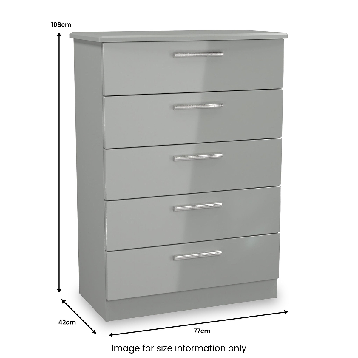 Penmere 5 Drawer Chest Grey from Roseland Furniture