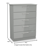 Penmere 5 Drawer Chest Grey from Roseland Furniture