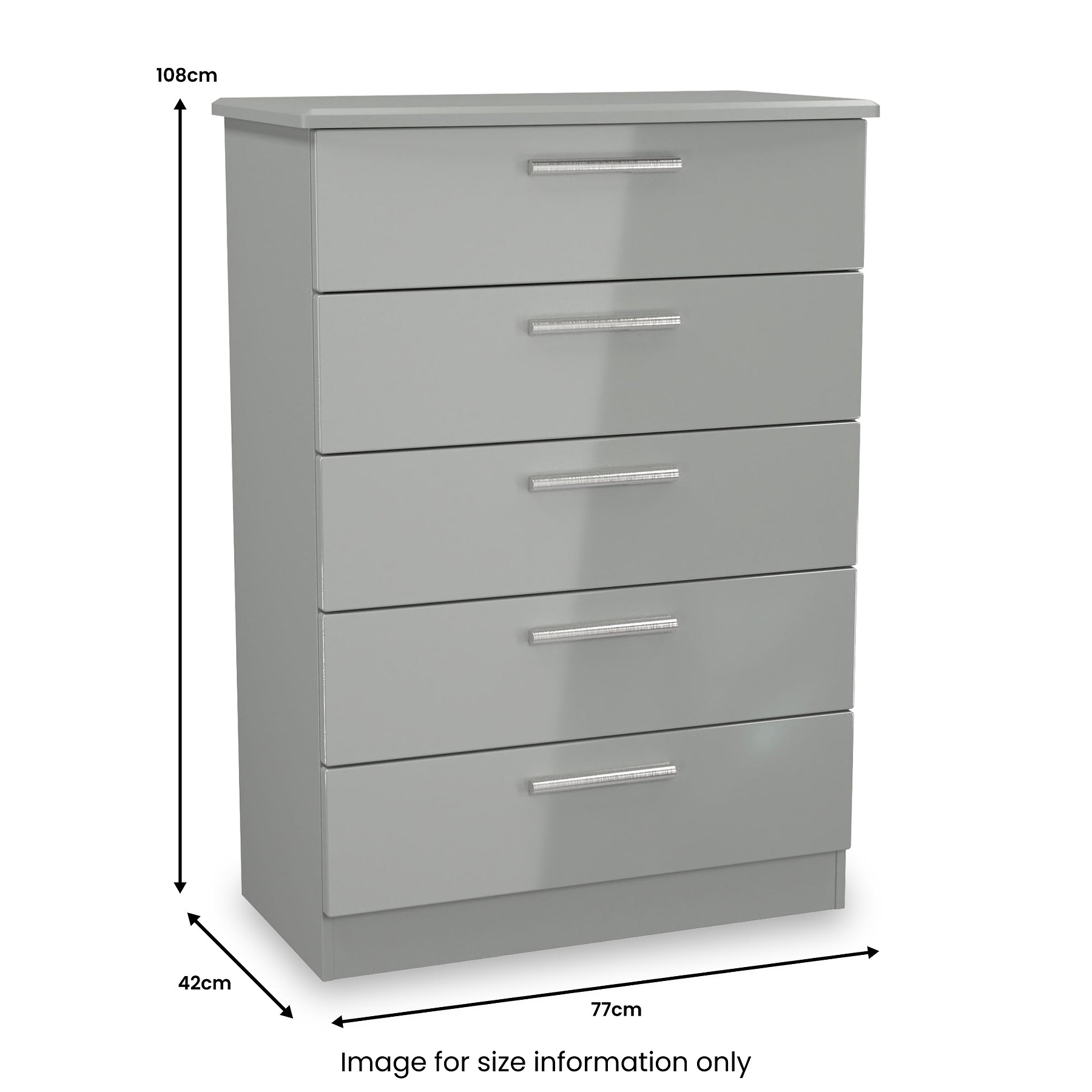 Penmere 5 Drawer Chest Grey from Roseland Furniture