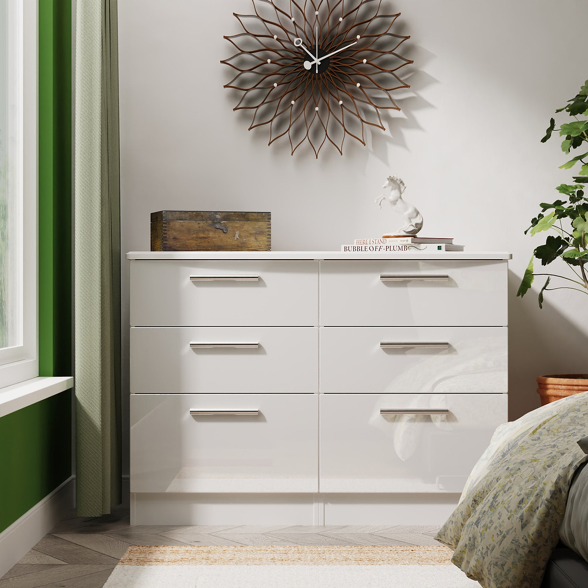 Penmere 6 Drawer Desk White from Roseland Furniture