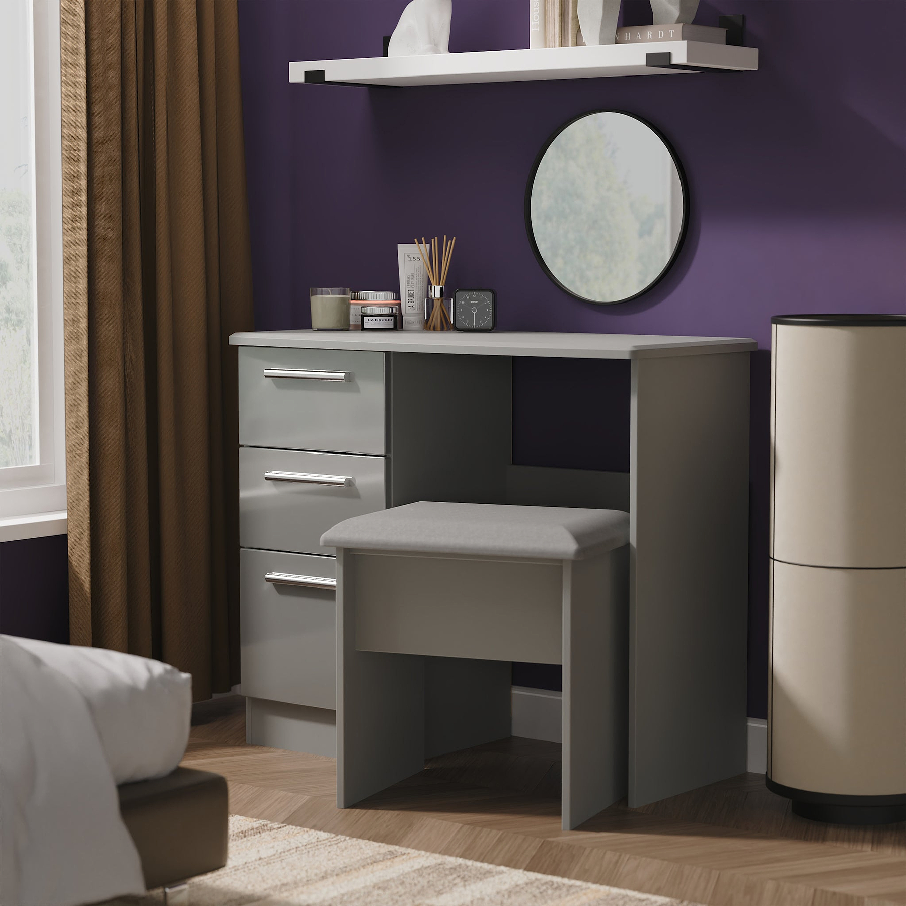 Penmere 3 Drawer Dressing Table Grey from Roseland Furniture