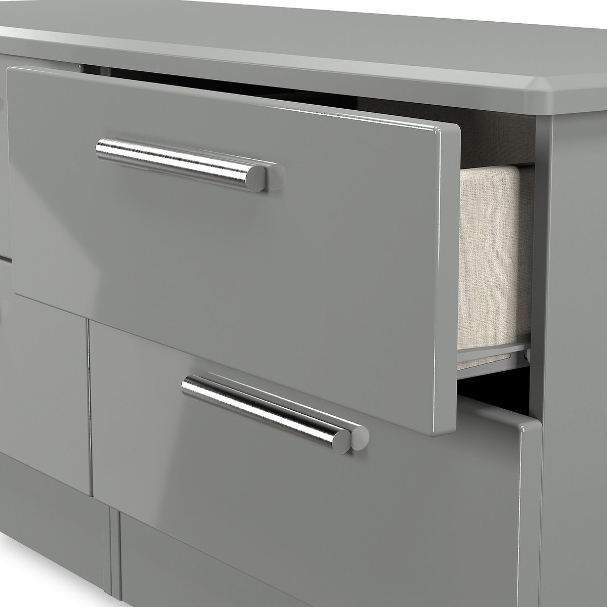 Penmere 4 Drawer Low Storage Unit Grey from Roseland Furniture