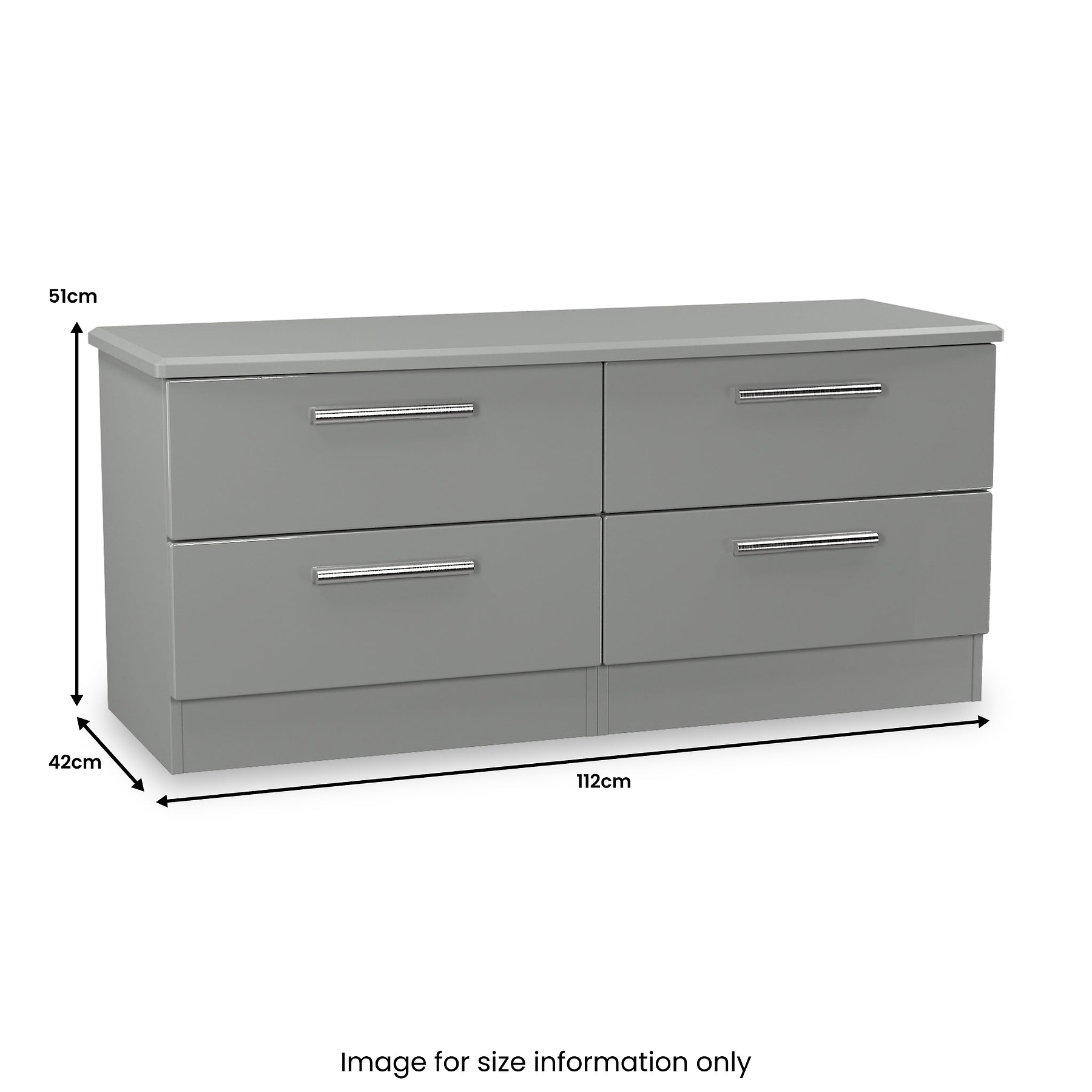 Penmere 4 Drawer Low Storage Unit Grey from Roseland Furniture