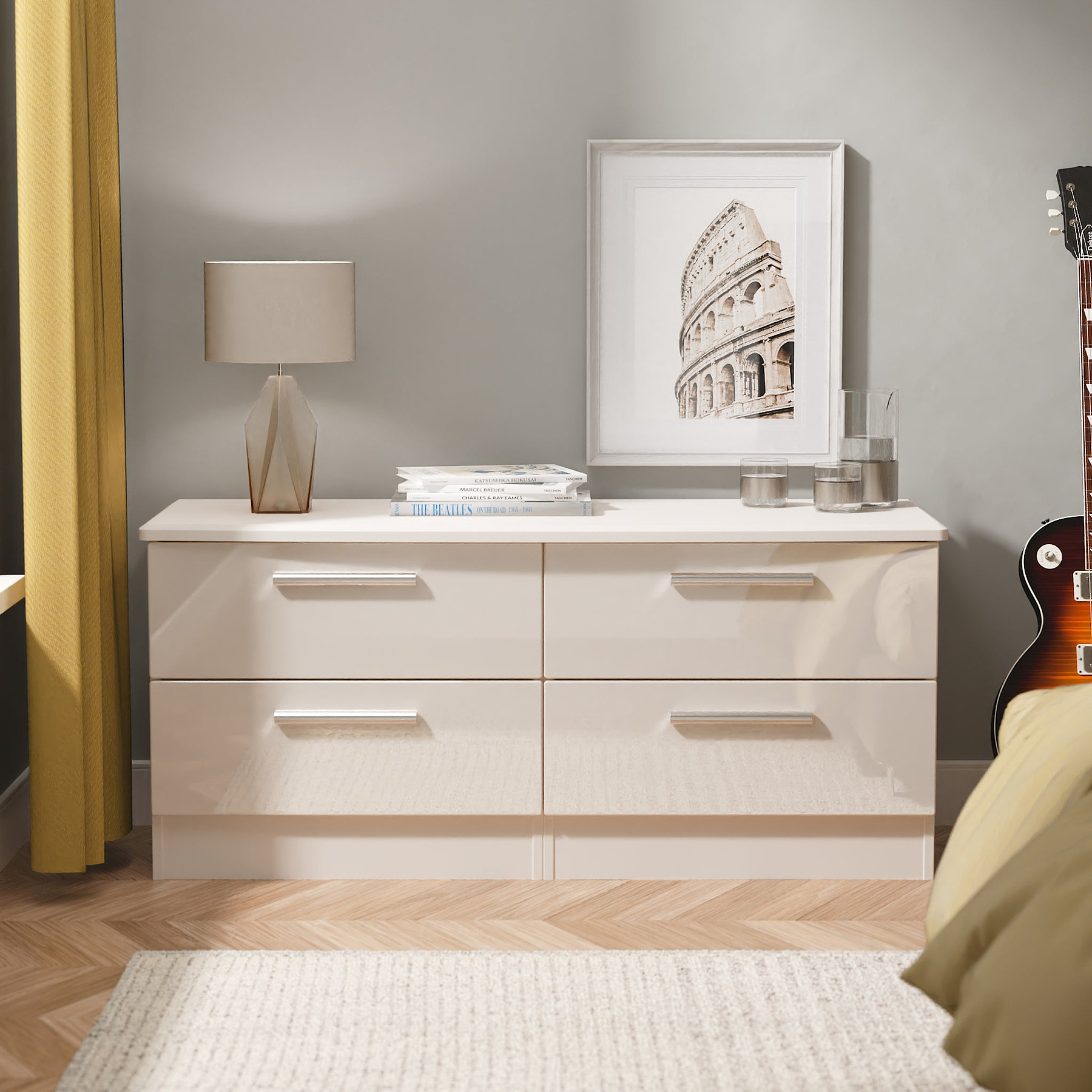 Penmere 4 Drawer Low Storage Unit Cashmere from Roseland Furniture