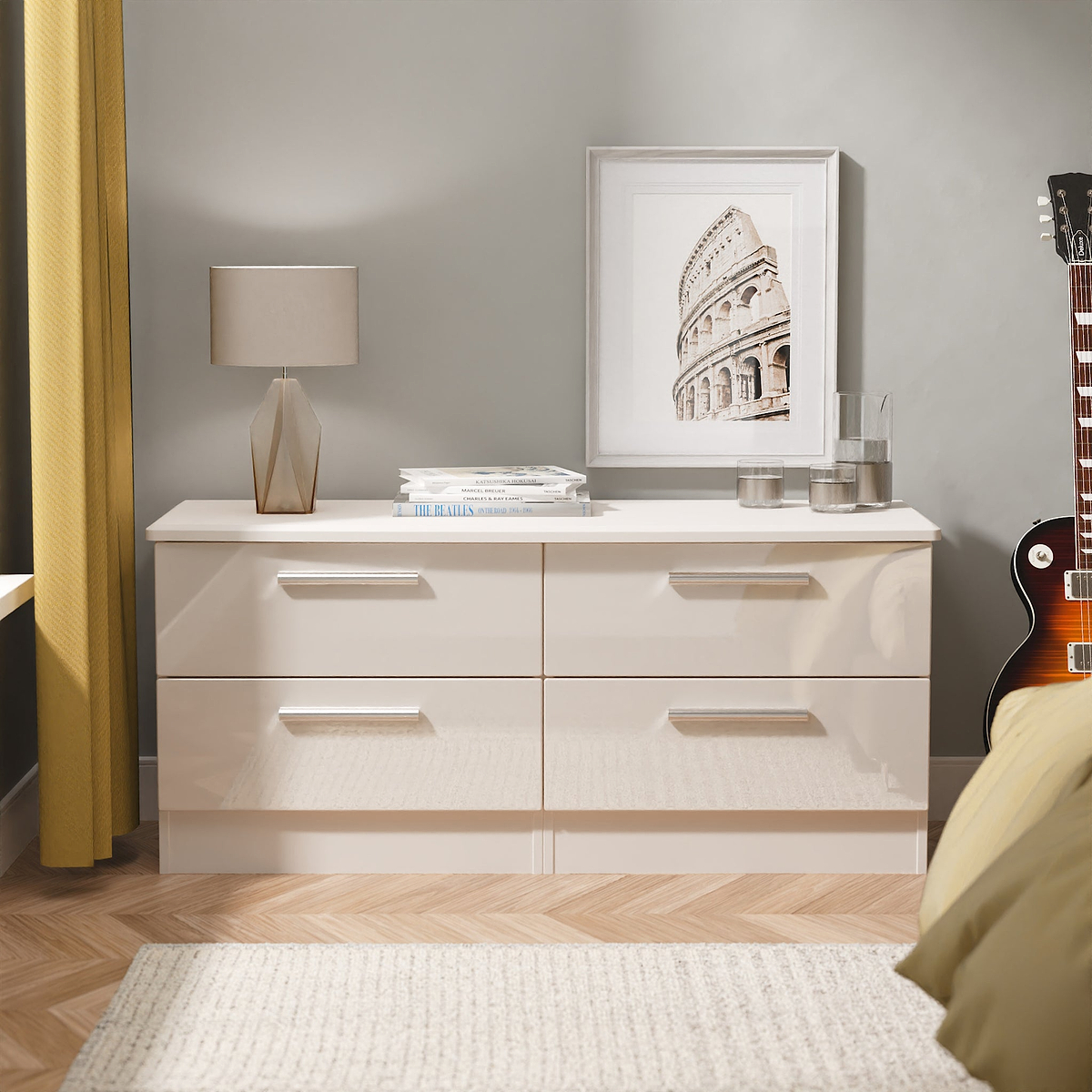 Penmere 4 Drawer Low Storage Unit White from Roseland Furniture