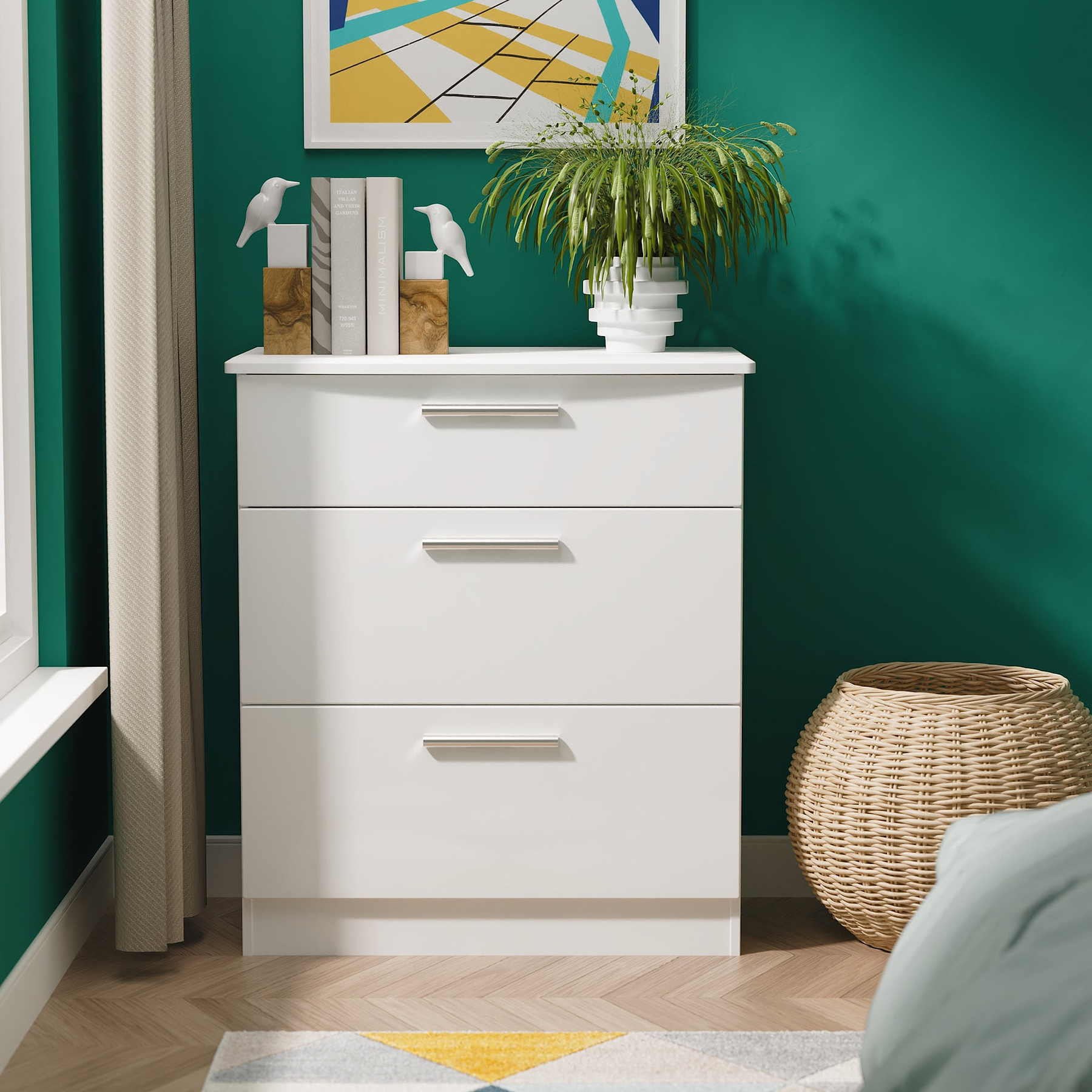 Penmere 3 Drawer Deep Chest White from Roseland Furniture