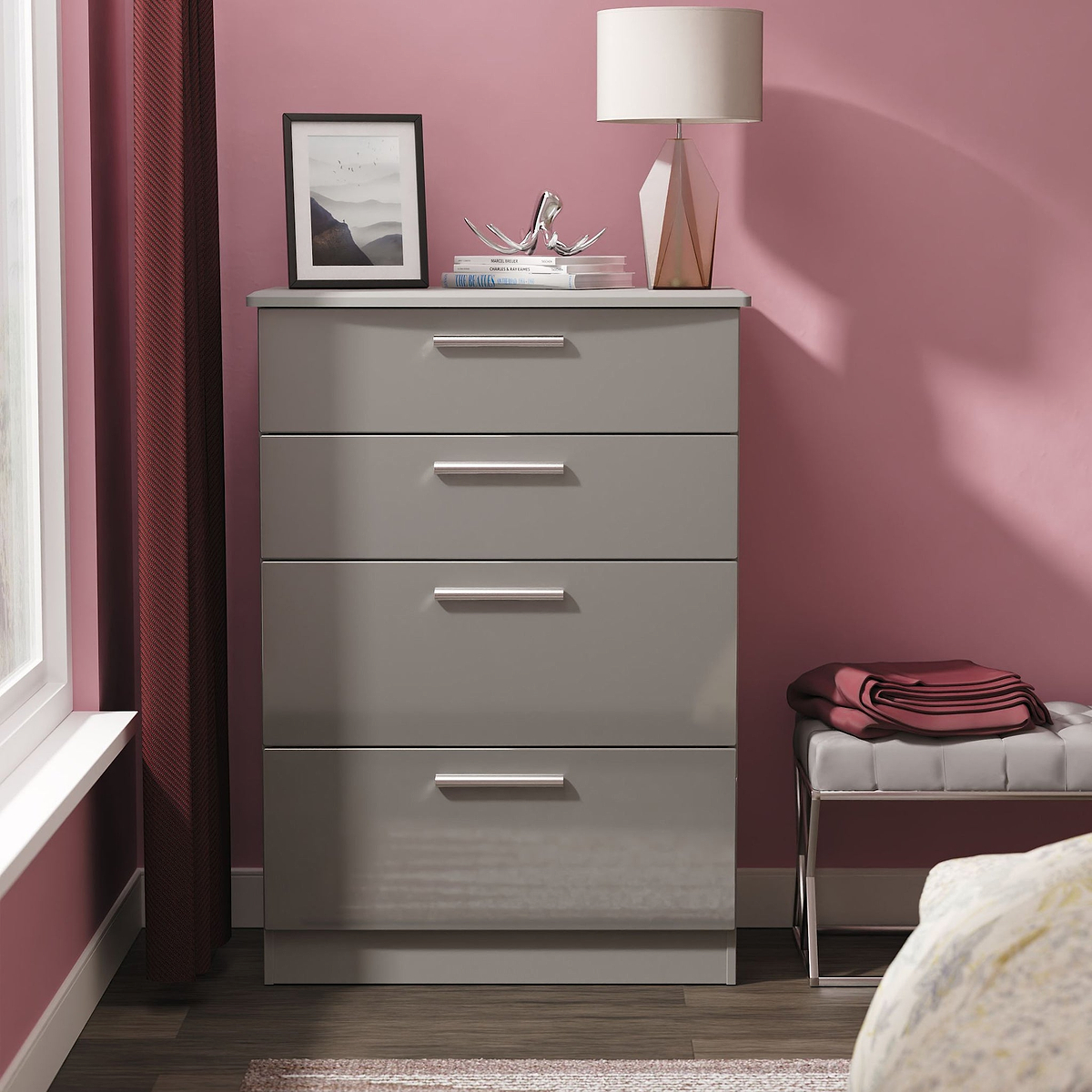 Penmere 4 Drawer Deep Chest Grey from Roseland Furniture