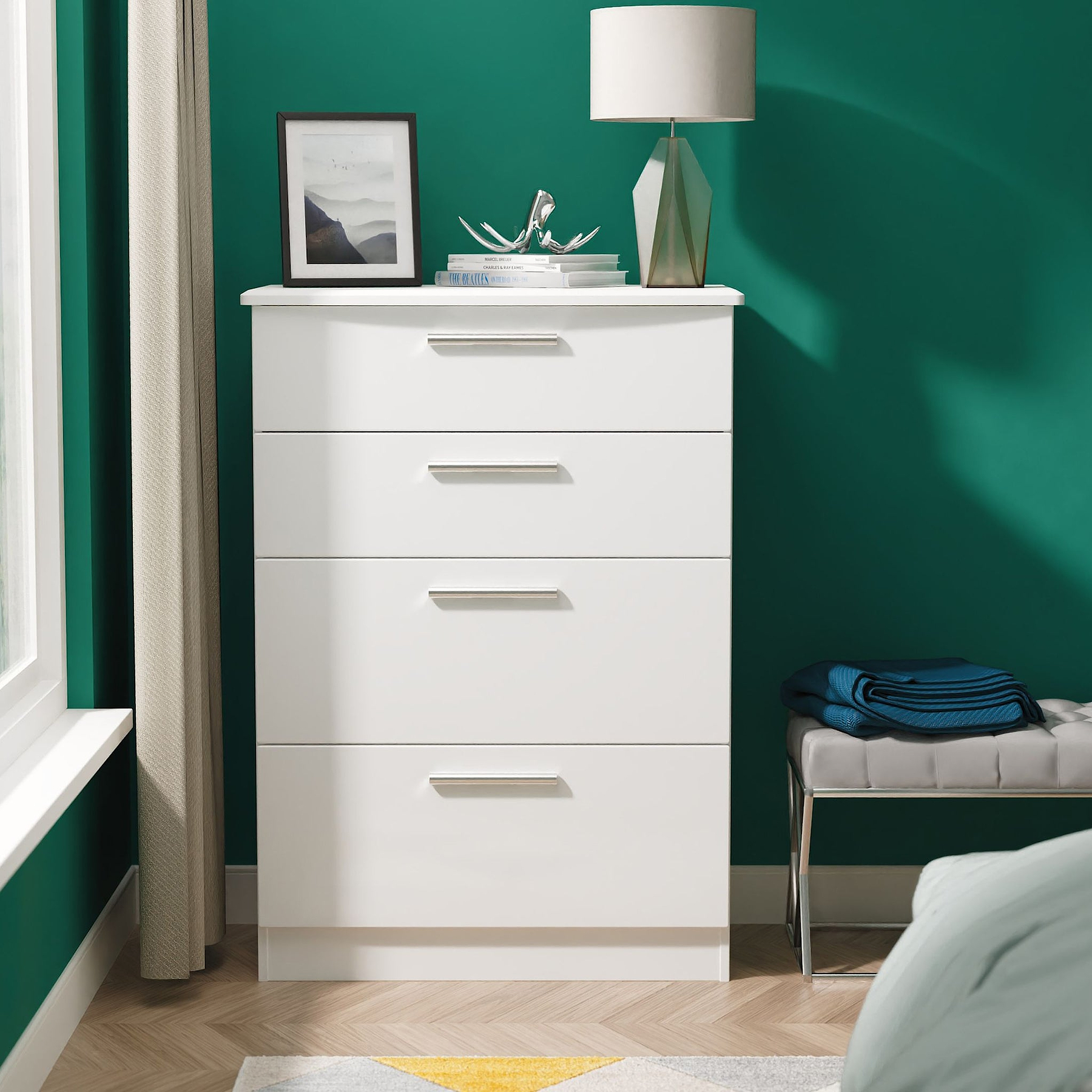 Penmere 4 Drawer Deep Chest White from Roseland Furniture