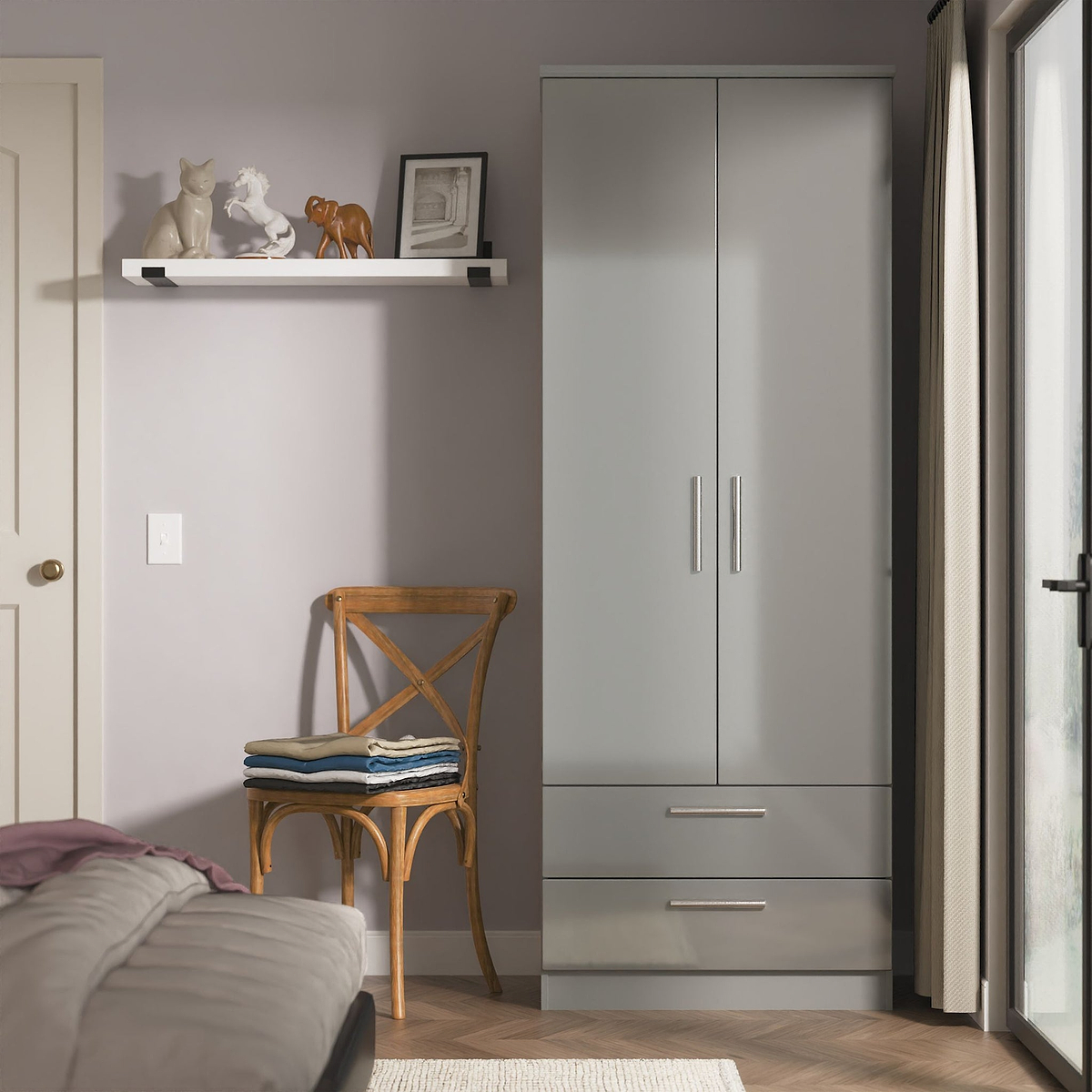 Penmere Double Wardrobe With Drawers Grey from Roseland Furniture