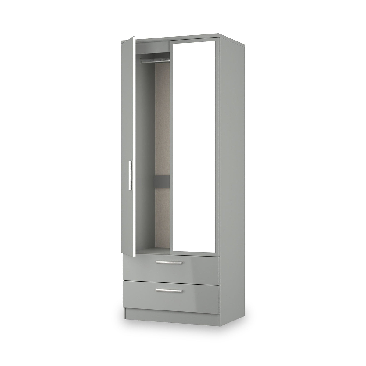 Penmere Double Mirrored Wardrobe With Drawers Grey from Roseland Furniture