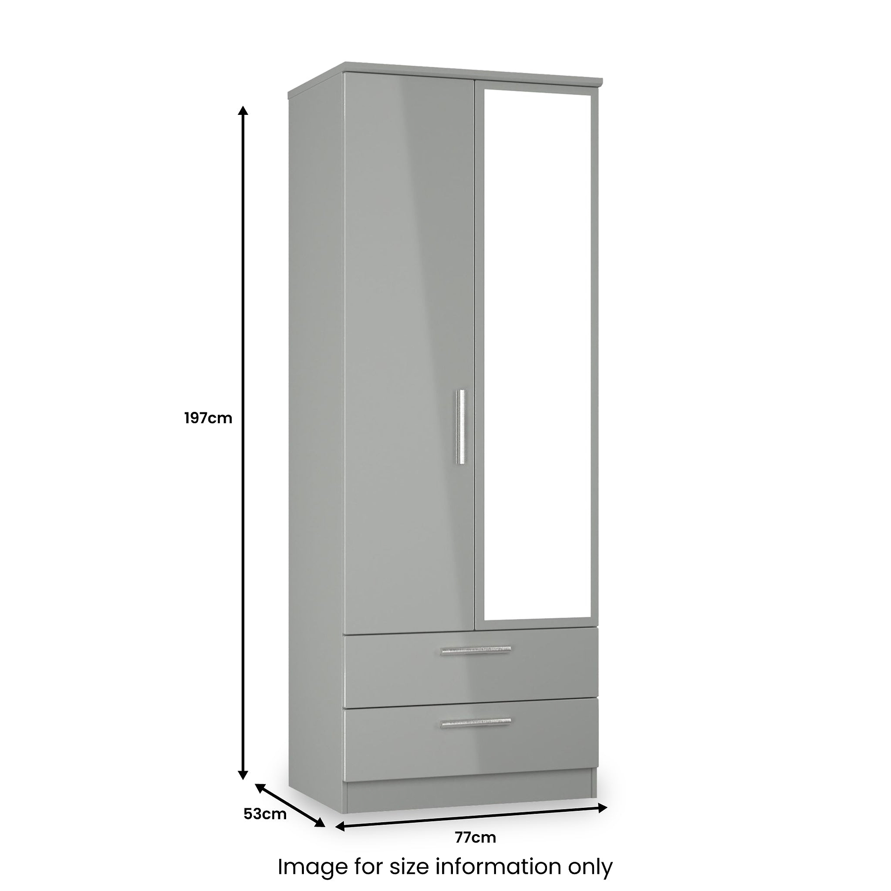 Penmere Double Mirrored Wardrobe With Drawers Grey from Roseland Furniture