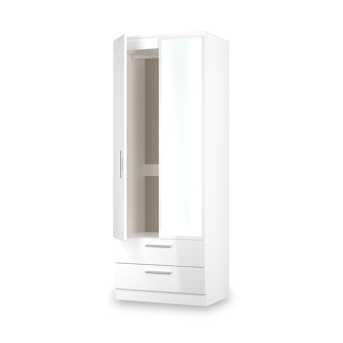 Penmere Double Mirrored Wardrobe With Drawers White from Roseland Furniture