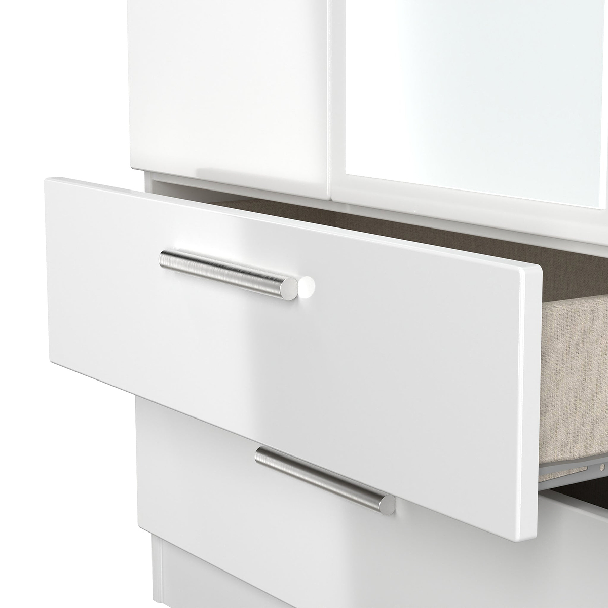 Penmere Double Mirrored Wardrobe With Drawers White from Roseland Furniture