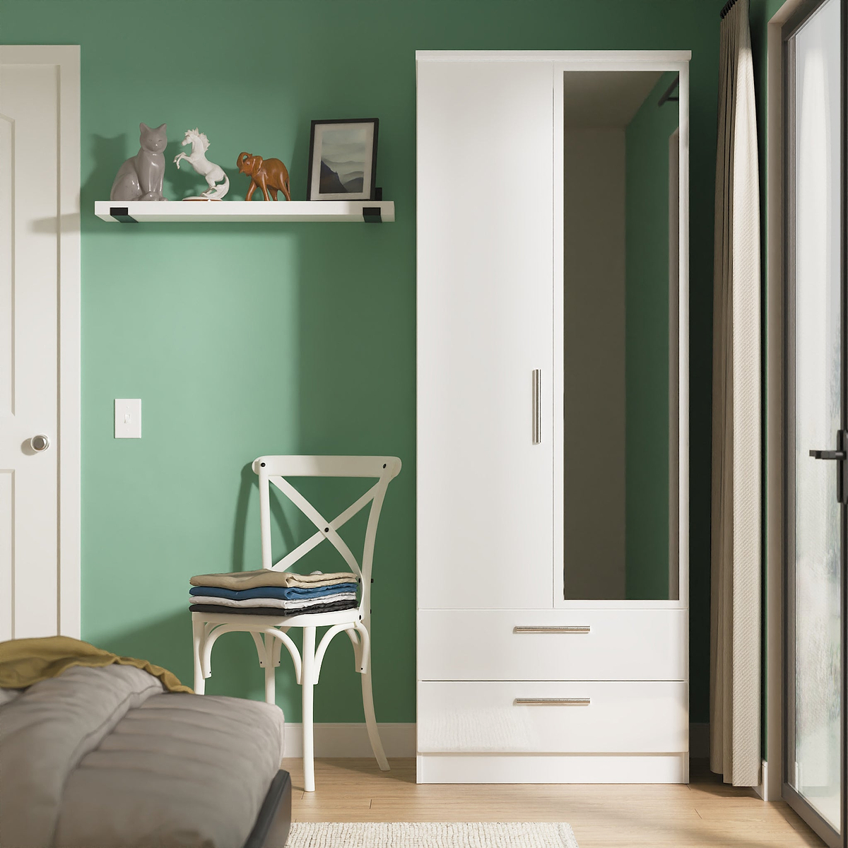 Penmere Double Mirrored Wardrobe With Drawers White from Roseland Furniture