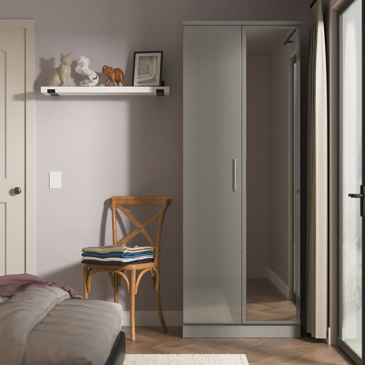 Penmere Double Mirrored Wardrobe Grey from Roseland Furniture
