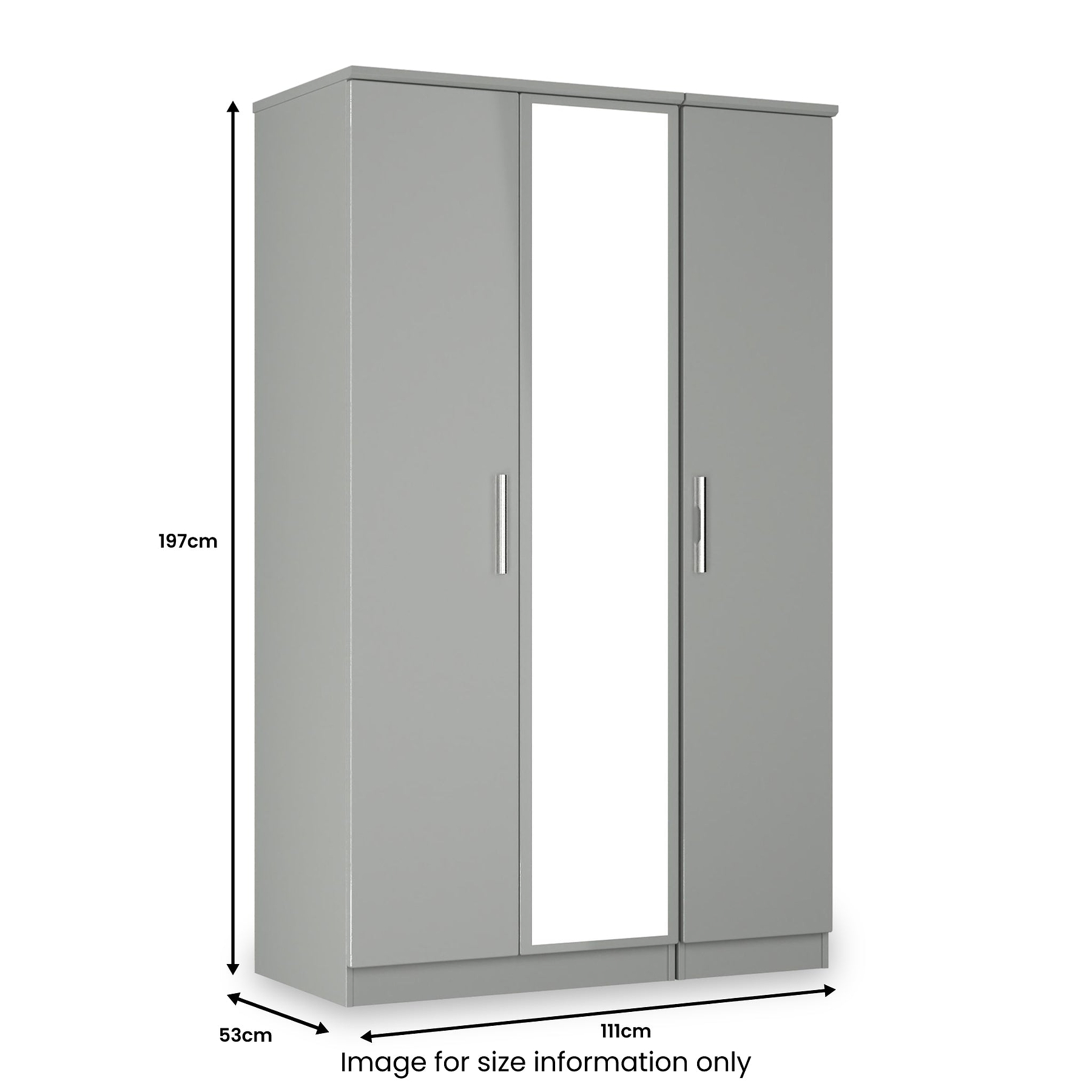 Penmere Triple Mirrored Wardrobe Grey from Roseland Furniture