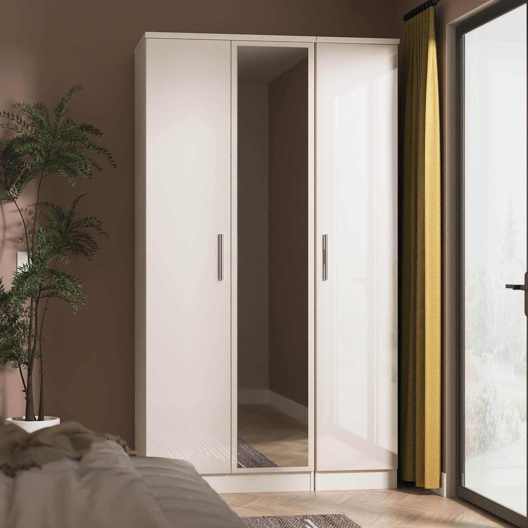 Penmere Triple Mirrored Wardrobe Cashmere from Roseland Furniture