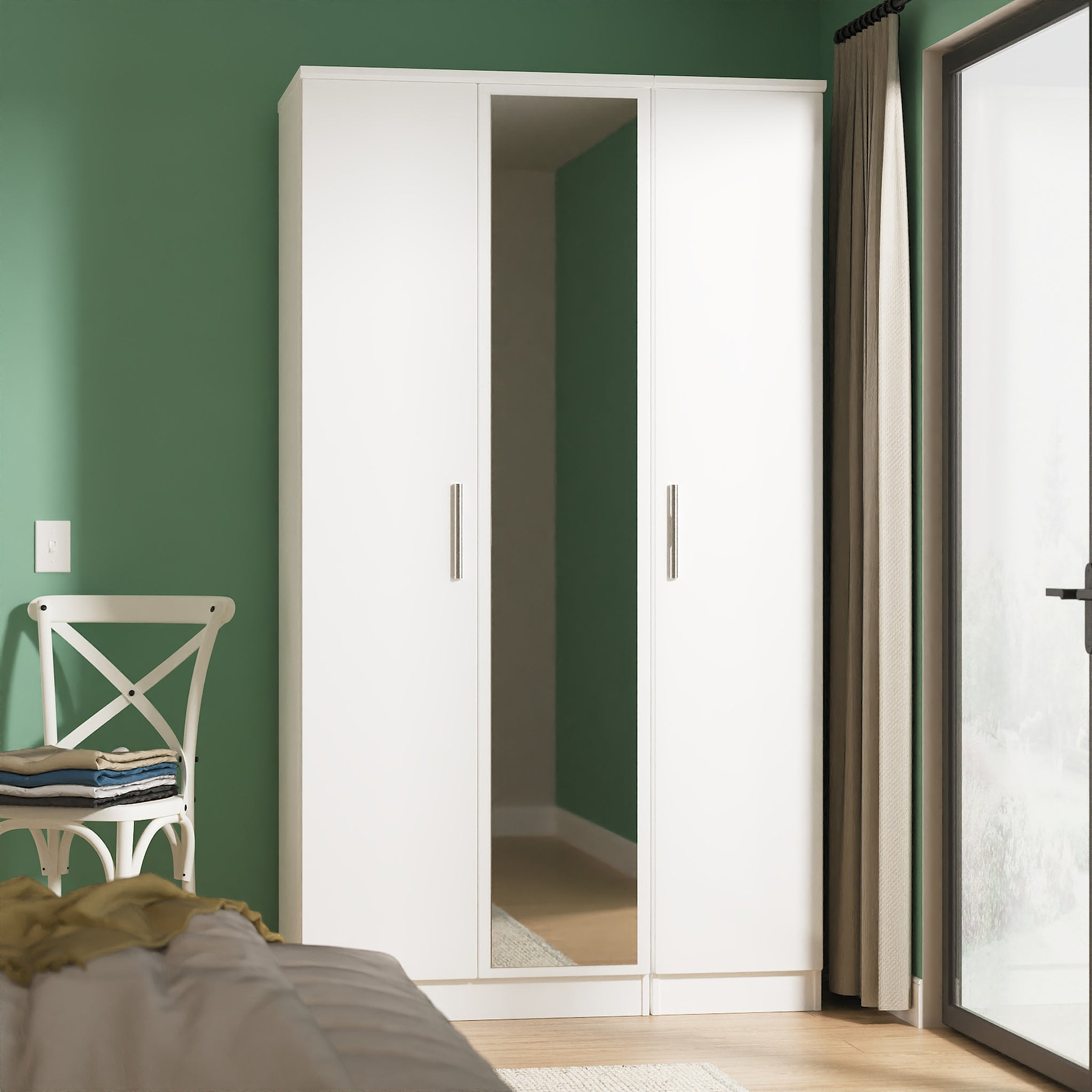 Penmere Triple Mirrored Wardrobe White from Roseland Furniture