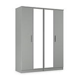 Penmere 4 Door Mirrored Wardrobe Grey from Roseland Furniture