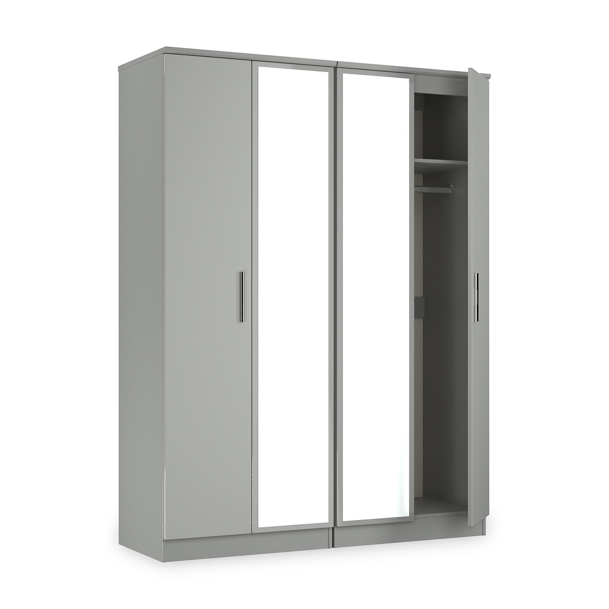 Penmere 4 Door Mirrored Wardrobe Grey from Roseland Furniture