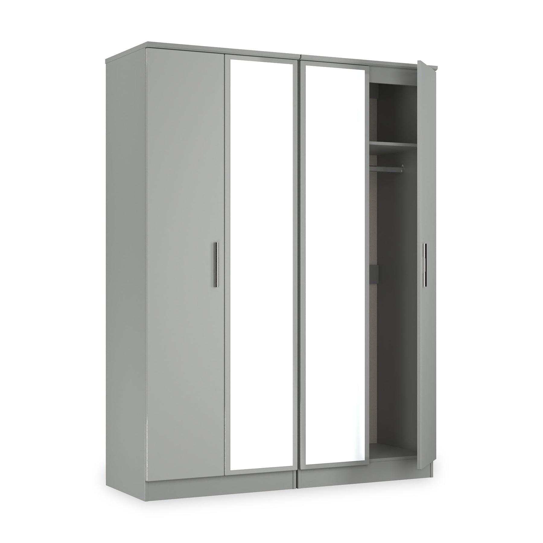 Penmere 4 Door Mirrored Wardrobe Grey from Roseland Furniture