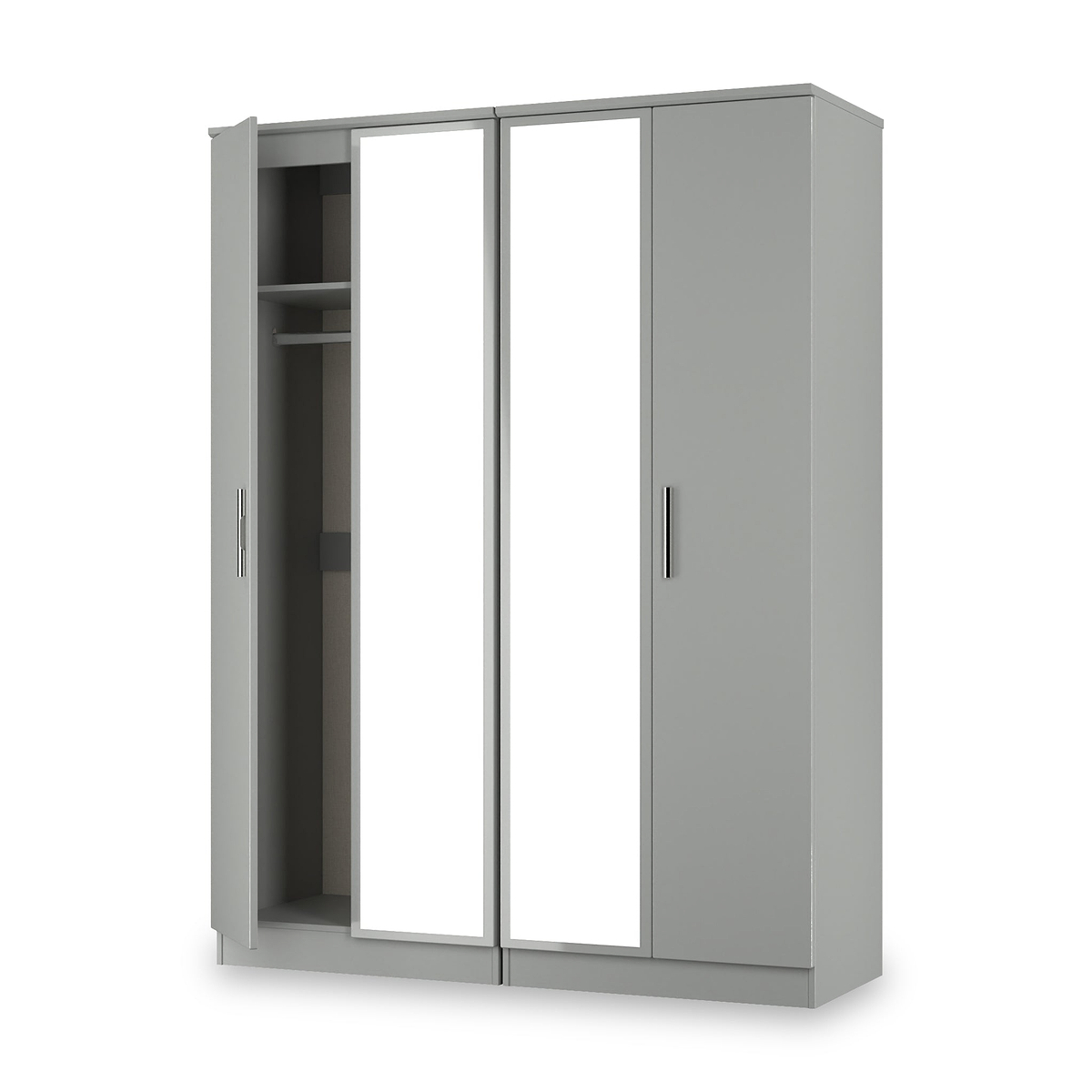 Penmere 4 Door Mirrored Wardrobe Grey from Roseland Furniture