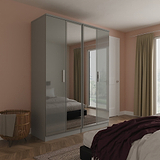Penmere 4 Door Mirrored Wardrobe Grey from Roseland Furniture
