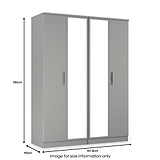Penmere 4 Door Mirrored Wardrobe Grey from Roseland Furniture