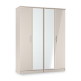 Penmere 4 Door Mirrored Wardrobe Cashmere from Roseland Furniture